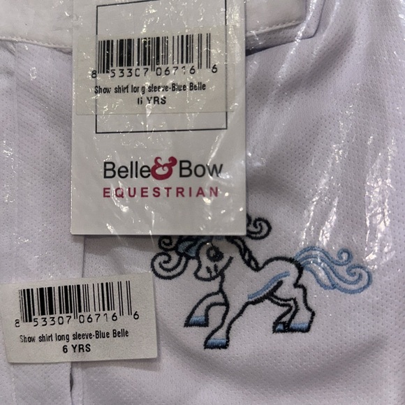New Equestrian Belle and Bow Show Shirt - kids size 6 - Picture 3 of 4